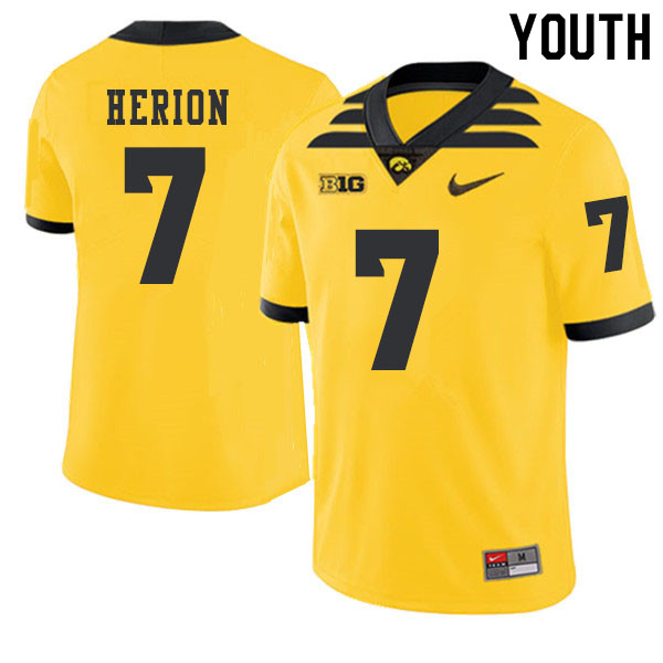 2019 Youth #7 Tom Herion Iowa Hawkeyes College Football Alternate Jerseys Sale-Gold - Click Image to Close